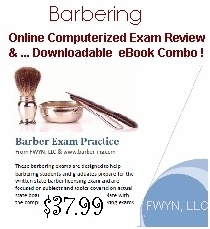 Barber State Board Exam Practice in a printable eBook combined with online exam practice